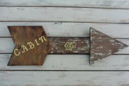 Cabin Arrow Sign ~ Reclaimed Wood Wall Hanging With Flower Hook Outdoor Lake Rustic Distressed Shabby Chic Decor - thumbnail 1