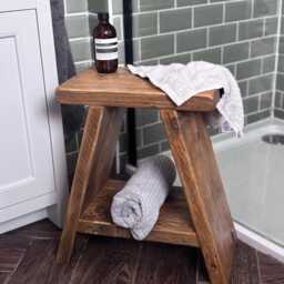 Rustic Reclaimed Wood Milking Stool - Farmhouse Side Table- Ilfracombe - thumbnail 3