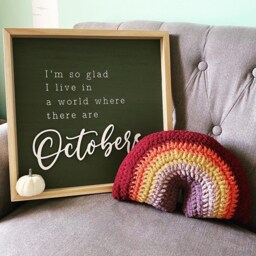 Crochet Rainbow Pillow - Harvest Sunset Cushion - thumbnail 2