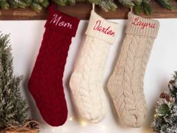 Personalized Christmas Stockings, Embroidered Stocking, Monogram Family Gift, Knitted Holiday Decor