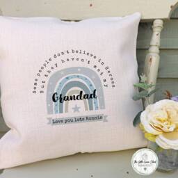 Personalised Grandad Rainbow Cushion, Linen Style Pillow Gift - thumbnail 2