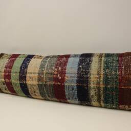 Vintage Turkish Kilim Pillow Cover, Boho Lumbar Cushion - 12x48 - thumbnail 3