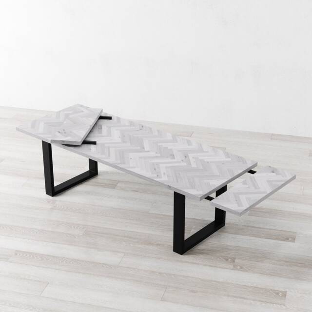 Holborn Herringbone Extendable White Oak Dining Table - image 1