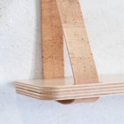 Birch Plywood Shelf With Cork Straps & Brass Screws, Book Shelf, Wall Hanging Decor, Contemporary Modern - thumbnail 2