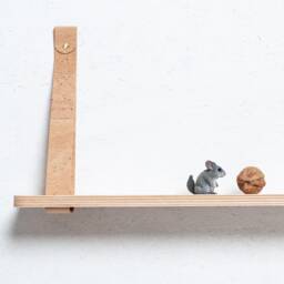 Birch Plywood Shelf With Cork Straps & Brass Screws, Book Shelf, Wall Hanging Decor, Contemporary Modern - thumbnail 3