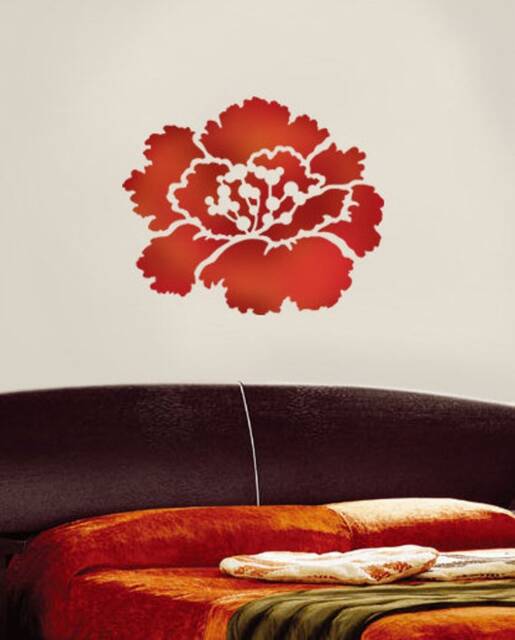 Peony Grande Stencil - Wall Art Stencil Instead Of Decals Easy To Use Wall Stencils For A Quick Room Update Floral Walls - image 1