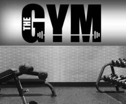 Large 30 X 16 Inch The Gym Vinyl Sticker Decal Wall Art Graphic Shop Window Fitness Training Bodybuilding Weights Sign Quote