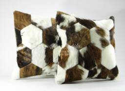 "Pair Patchwork Cowhide Pillow Cover - 2 Units 17""X 17" - thumbnail 1