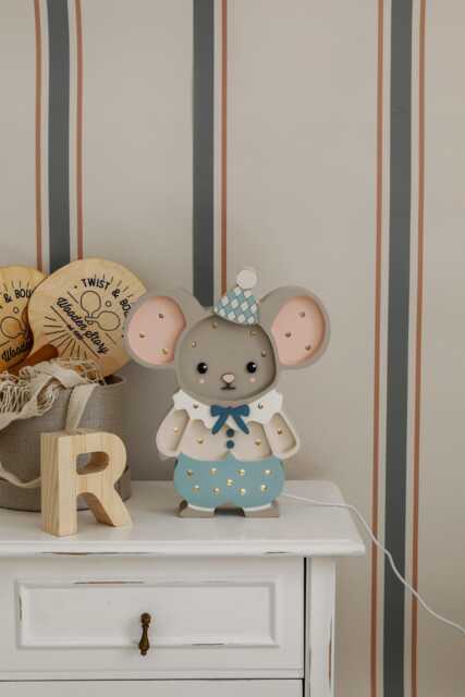 Wooden Night Light Mouse For Kids Handmade Nursery Lamp Baby Shower Gift Maileg Style Circus Theme Boys Blue Room Decor Animal Wall - image 1