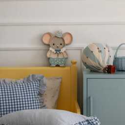 Wooden Night Light Mouse For Kids Handmade Nursery Lamp Baby Shower Gift Maileg Style Circus Theme Boys Blue Room Decor Animal Wall - thumbnail 3