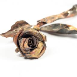 Rose Sculpture Handmade Out Of Copper Dried Long Stem Roses Metal Artwork Ooak Anniversary Wedding Birthday Gift Idea - Custom Order - thumbnail 2