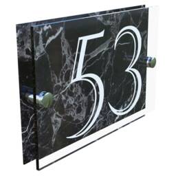 Bespoke Modern Contemporary House Sign Plaque Door Number Marble Personalised Acrylic - thumbnail 2