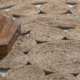 Handmade Round Jute Rug - Braided Natural Fiber Area For Living Room - thumbnail 4