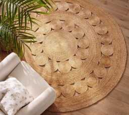 Handmade Round Jute Rug - Braided Natural Fiber Area For Living Room - thumbnail 1