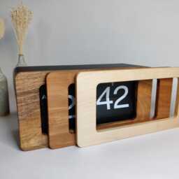 Flip Clock With Interchangeable Wooden Front - Split Flap Clock, Wall & Desk Handmade - thumbnail 2