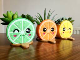 Citrus Trio - Set Of 3 Fruit-Shaped Flower Pots - Lime, Orange, Lemon - thumbnail 1