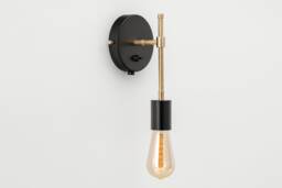 Olle Mid Century Modern Wall Sconce Black Flush Mount Vanity Light With On/Off Switch Bedside Mini Lamp Farmhouse Fixture