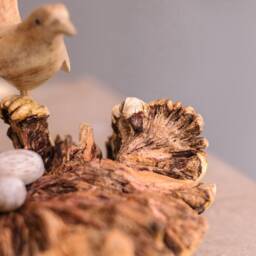 Wooden Birds On The Nest Decor, Canary Love Sculpture, Art, Couple Figurine, Egg, Wood Carving, Natural, Engagement Gift, Gift For Mom - thumbnail 4