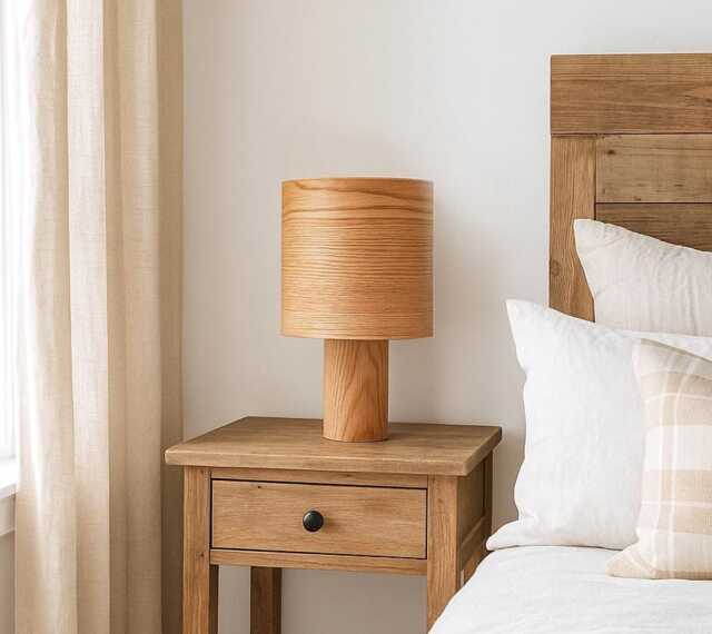 Table Lamp Oak, Mid Century Wood Desk Lamp, Bedside Farmhouse Decor, Custom Night Light - image 1