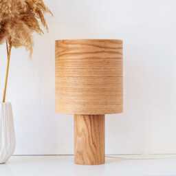Table Lamp Oak, Mid Century Wood Desk Lamp, Bedside Farmhouse Decor, Custom Night Light - thumbnail 2