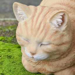 Ginger Concrete Kitten Figurine Outdoor Sleeping Cat Sculpture Handmade Stone Kitty Decor Cement Pet Ornament Memorial Statue Yard Art - thumbnail 2