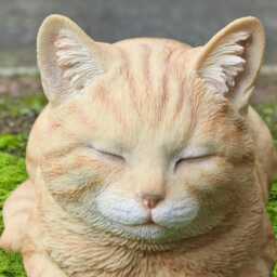 Ginger Concrete Kitten Figurine Outdoor Sleeping Cat Sculpture Handmade Stone Kitty Decor Cement Pet Ornament Memorial Statue Yard Art