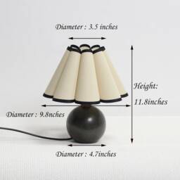 Handmade Khaki Fabric Bedside Lamp Ceramic Base, Skirt Shade - thumbnail 2