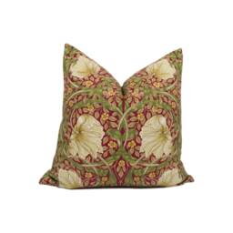 William Morris - Pimpernel Cotton Red/Thyme Cushion Cover Throw Pillow Designer Home Decor - thumbnail 1