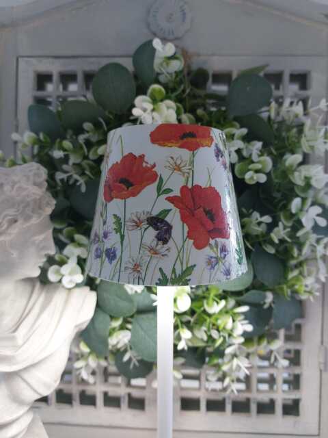 Beautiful Decoupaged Poppy Meadow Indoor/Outdoor Usb Rechargeable Table Lamp.no Plugs Or Sockets Needed. Cordless Lamp - image 1