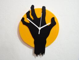 Zombie Hand - Black & Yellow Silhouette Wall Clock
