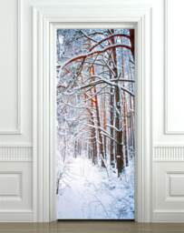 Snow Wall Decal, Winter Sticker For Door Decor, Trees in Forest Decor Cover Wallpaper Mural Home - thumbnail 1