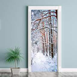 Snow Wall Decal, Winter Sticker For Door Decor, Trees in Forest Decor Cover Wallpaper Mural Home - thumbnail 2
