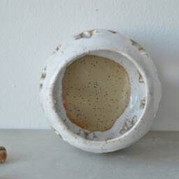 White Candle Holder, Ceramic Tea Light, Handbuilt Speckled Stoneware Candleholder, Christmas Gift - thumbnail 3