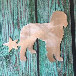 Golden Doodle Dog Tree Topper, With Star, Holiday Decoration, Christmas Wreath Aluminum - thumbnail 3