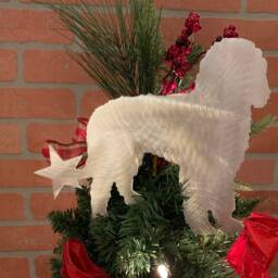 Golden Doodle Dog Tree Topper, With Star, Holiday Decoration, Christmas Wreath Aluminum - thumbnail 4