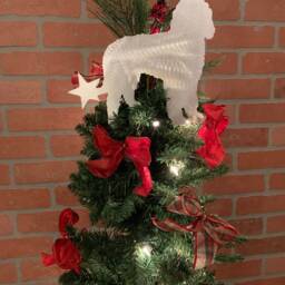 Golden Doodle Dog Tree Topper, With Star, Holiday Decoration, Christmas Wreath Aluminum - thumbnail 2