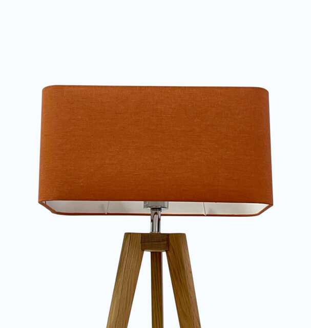 Burnt Orange Textured 100% Linen Rounded Rectangle Lampshade - image 1