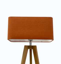 Burnt Orange Textured 100% Linen Rounded Rectangle Lampshade - thumbnail 1
