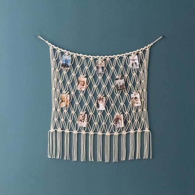Macrame Photo Hanger, Personalized Gift, Display, Living Room Decor, Picture Collage, Holder, Neutral Wall Art I19 - image 1