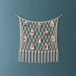 Macrame Photo Hanger, Personalized Gift, Display, Living Room Decor, Picture Collage, Holder, Neutral Wall Art I19 - thumbnail 1