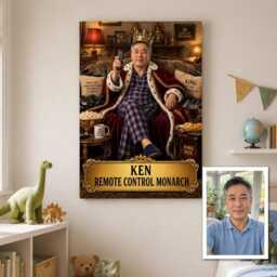 Personalised Remote Control Monarch Canvas From Photo, Custom Name & Text Wall Decor Birthday Present For Sofa Ruler - thumbnail 2