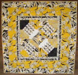 Wall Hanging, Decorative Art, Modern Colors Of Yellow, Black, Grey & White Lily Pattern. Stunning Sophisticated Mid-Centery Look - thumbnail 1
