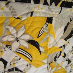 Wall Hanging, Decorative Art, Modern Colors Of Yellow, Black, Grey & White Lily Pattern. Stunning Sophisticated Mid-Centery Look - thumbnail 2