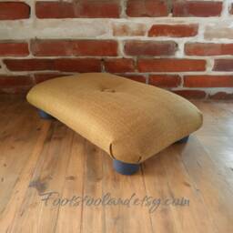 Handmade Low Office Footrest Buttoned Linen Footstool - 4 - thumbnail 1