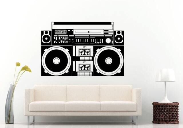 Boom Box Retro Old School Classical Music Player A-Track Cassette Tape Radio Equalizer Wall Decal Vinyl Sticker Mural Room Decor L980 - image 1