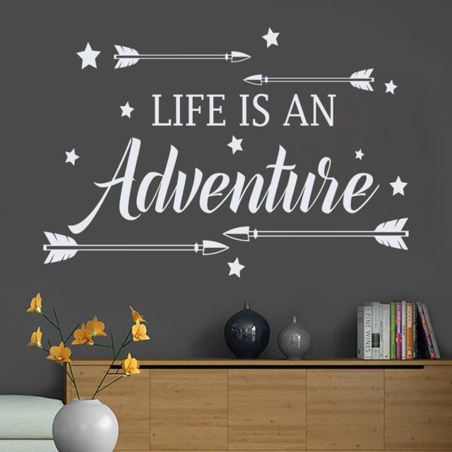 Quote Wall Decal Life Is An Adventure Arrow Vinyl Star Stickers Bedroom Decor Sticker Home J997 - image 1