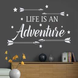 Quote Wall Decal Life Is An Adventure Arrow Vinyl Star Stickers Bedroom Decor Sticker Home J997 - thumbnail 1