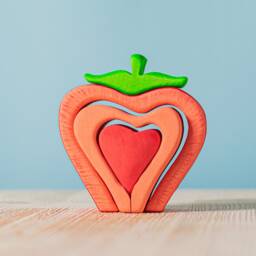 Montessori Waldorf Strawberry Stacker Toy - Organic Wood Fruit Collection - thumbnail 3