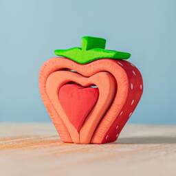 Montessori Waldorf Strawberry Stacker Toy - Organic Wood Fruit Collection