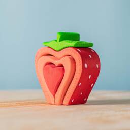Montessori Waldorf Strawberry Stacker Toy - Organic Wood Fruit Collection - thumbnail 2